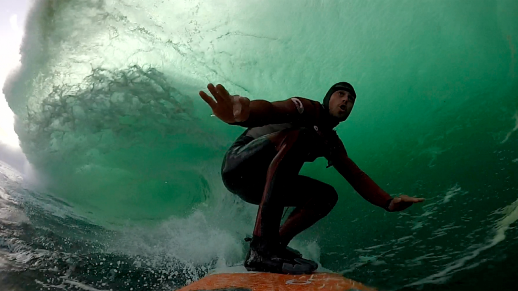 Big Wave Surfer Tom Butler rides a monster wave in Cornwall